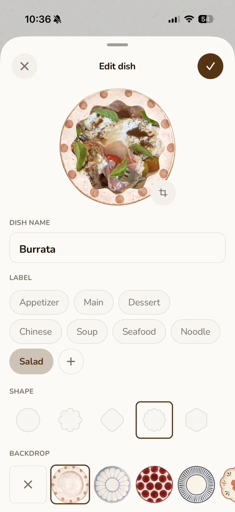 Edit a dish in your menu
