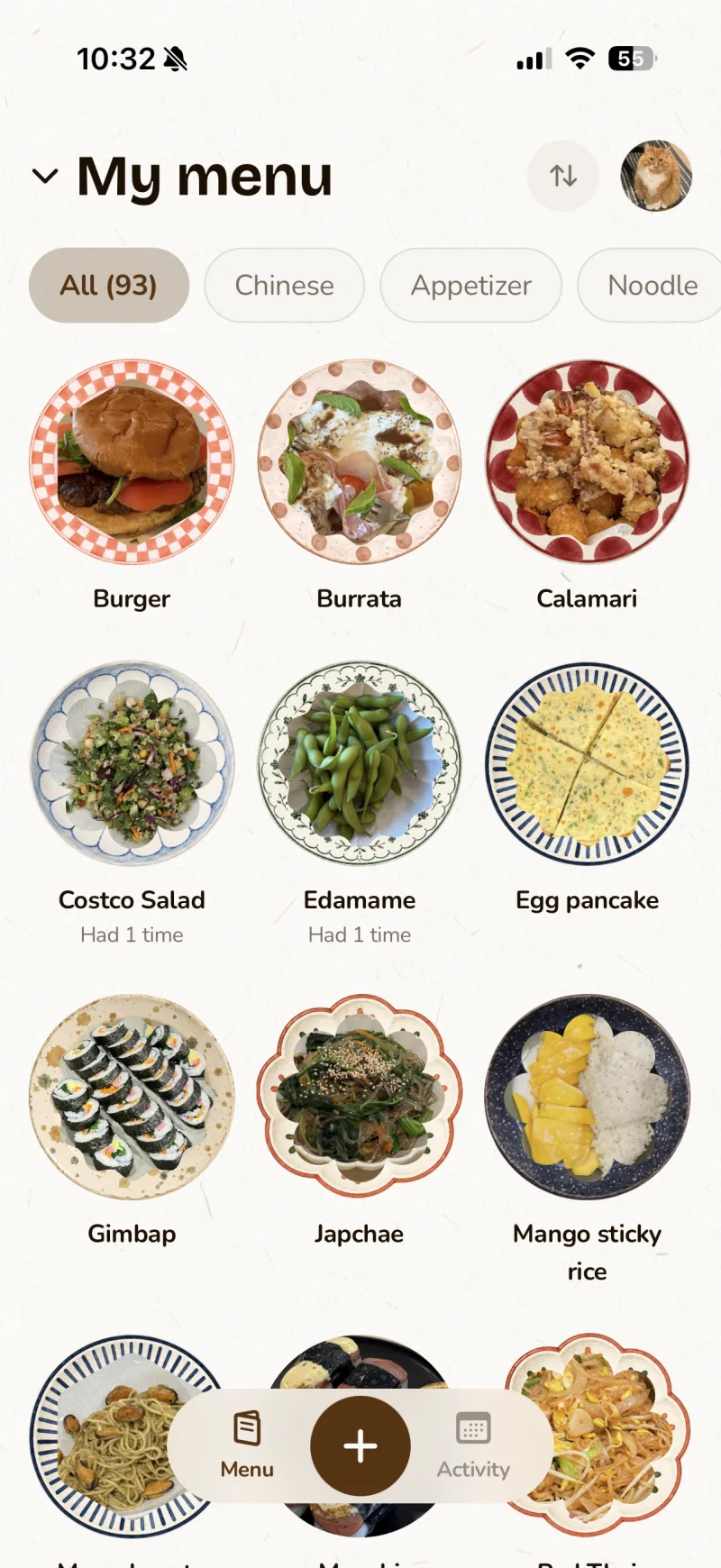 My menu — gallery of dishes on ceramic plates